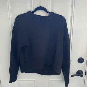 Everlane - Soft Cotton Square Crew Sweater, Black, Size Small